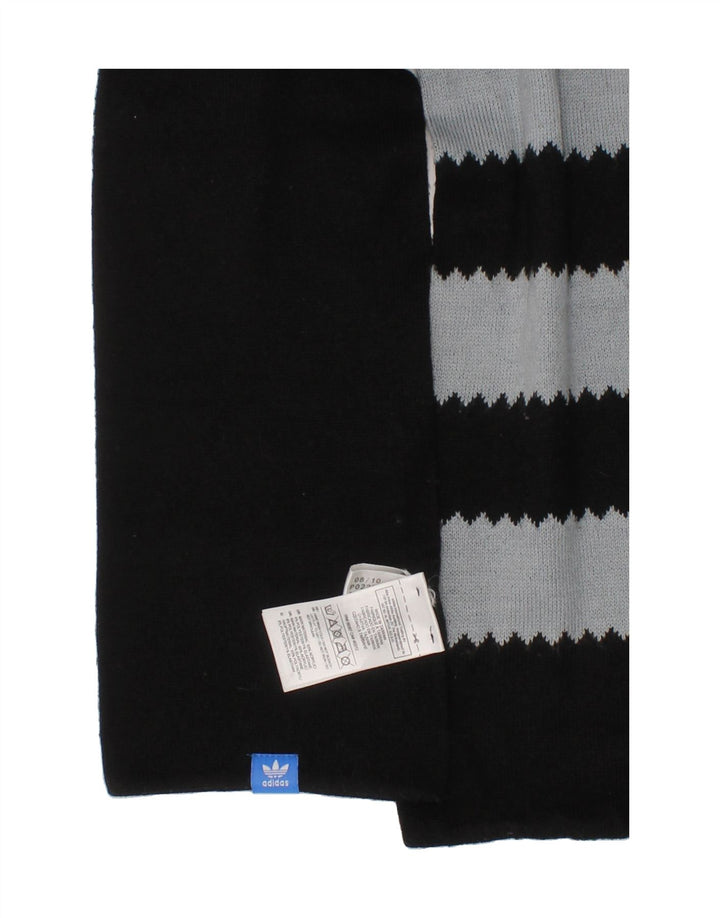 ADIDAS Boys Rectangle Scarf One Size L65 Black Striped Acrylic Classic Vintage Adidas and Second-Hand Adidas from Messina Hembry 