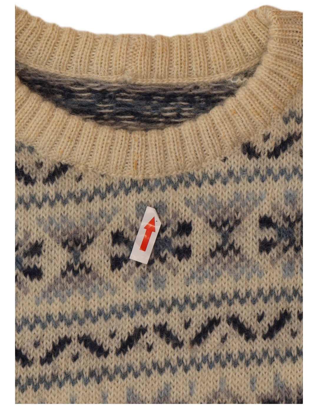Męski sweter z okrągłym dekoltem Silvy IT 48 Medium Beige Fair Isle