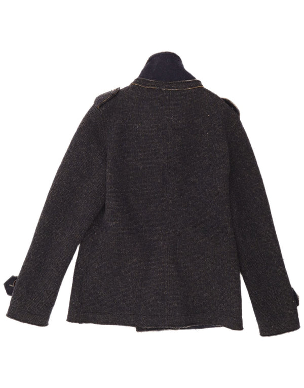 Mieszanka Męski płaszcz grochowy UK 40, duży granatowy poliester