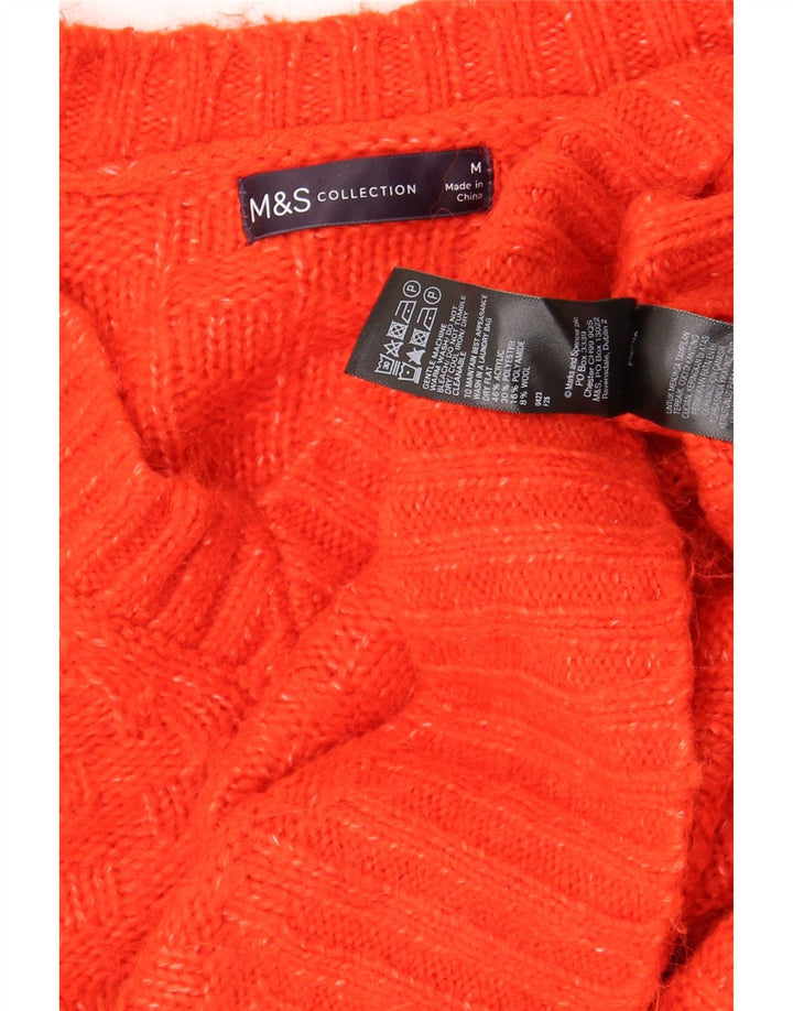 Marks & Spencer Damski sweter oversize z dekoltem w kształcie litery V, UK 14, średni czerwony