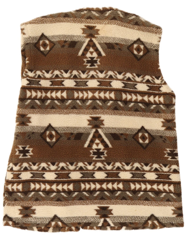Damska kamizelka polarowa Vintage UK 20 2XL Brązowa geometryczna Aztec