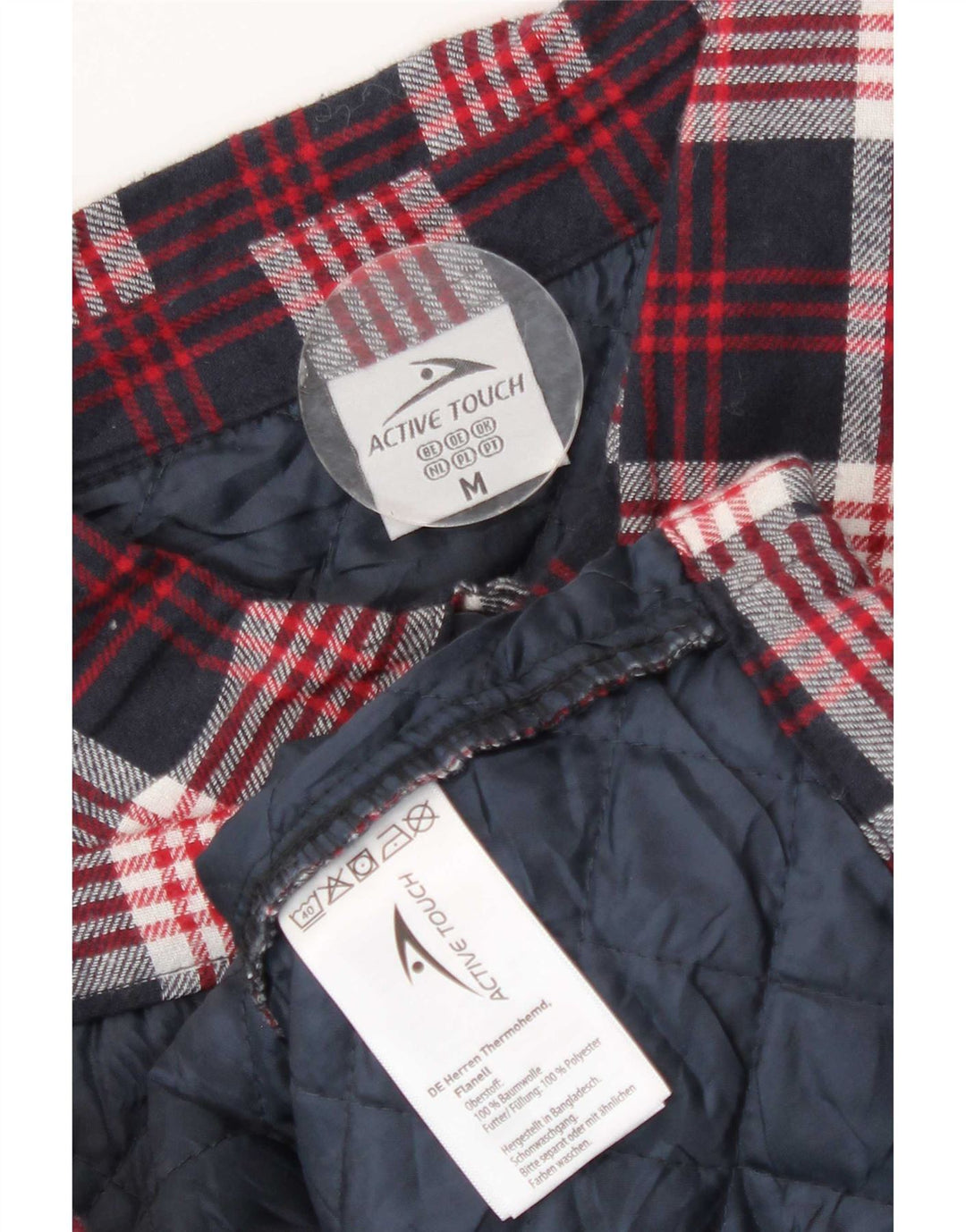 Męska koszula flanelowa Active Touch drwal, średnia, granatowa, bawełniana w kratkę