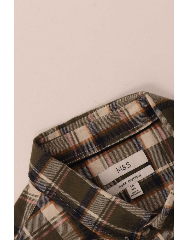 Marks & Spencer Męska koszula flanelowa 2XL, bawełniana w zieloną kratkę