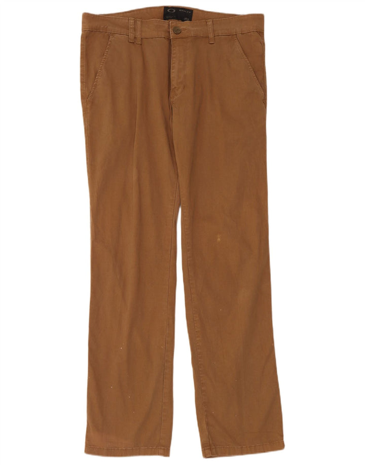 Męskie proste spodnie chino Oakley W34 L33 brązowe