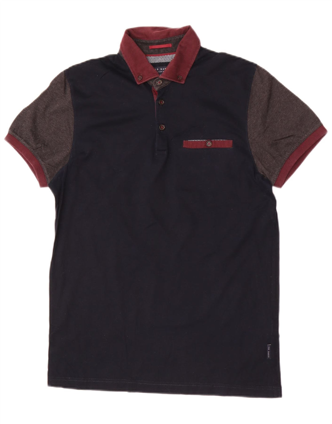 Męska koszulka polo Ted Baker, rozmiar 2, mała, granatowa, bawełniana w bloki kolorów