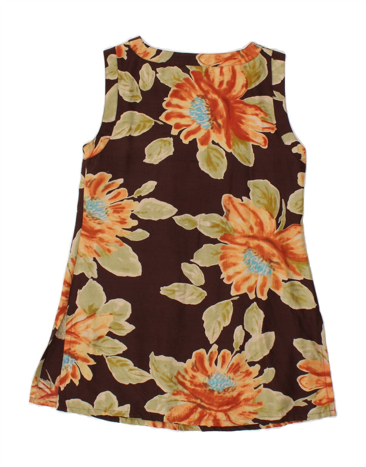 BROOKSFIELD Womens Vest Top IT 42 Medium Brown Floral Silk Vintage Brooksfield and Second-Hand Brooksfield from Messina Hembry 