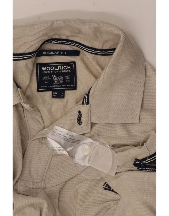 Męska koszulka polo Woolrich o regularnym kroju, średnio beżowa, bawełniana