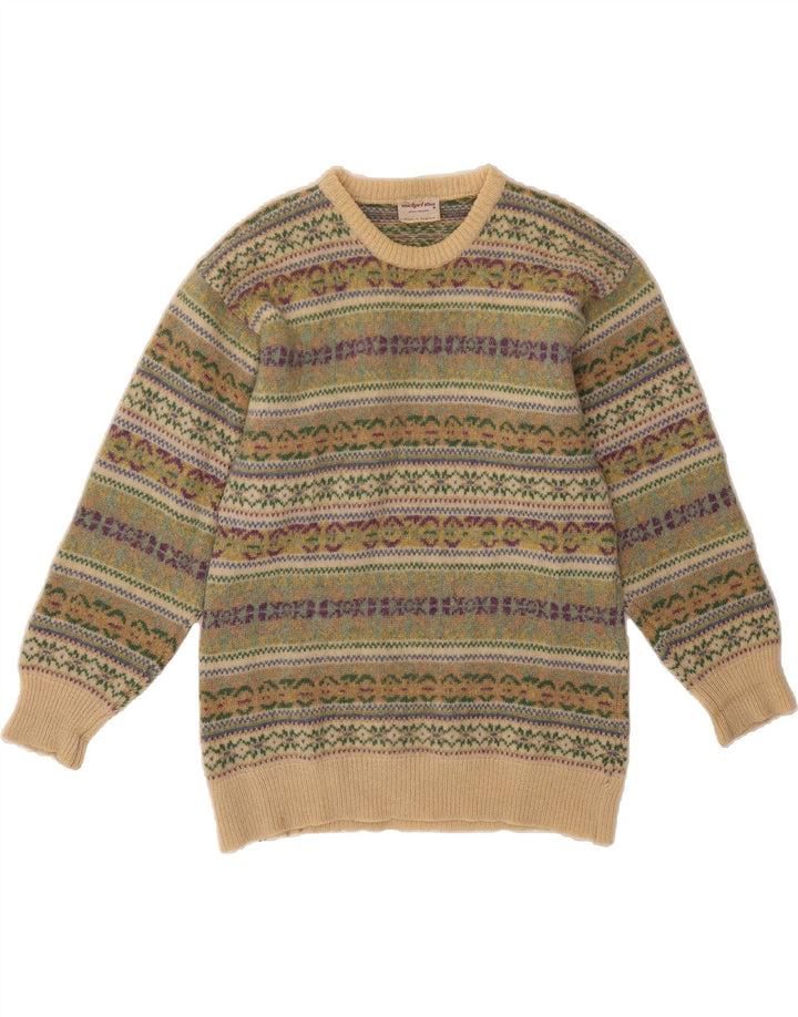MICHAEL ROSS Męski sweter z okrągłym dekoltem, mały zielony Fair Isle