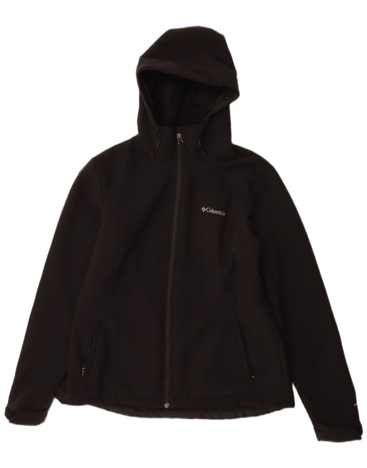 COLUMBIA Womens Hooded Windbreaker Jacket UK 16 Large Black Polyester