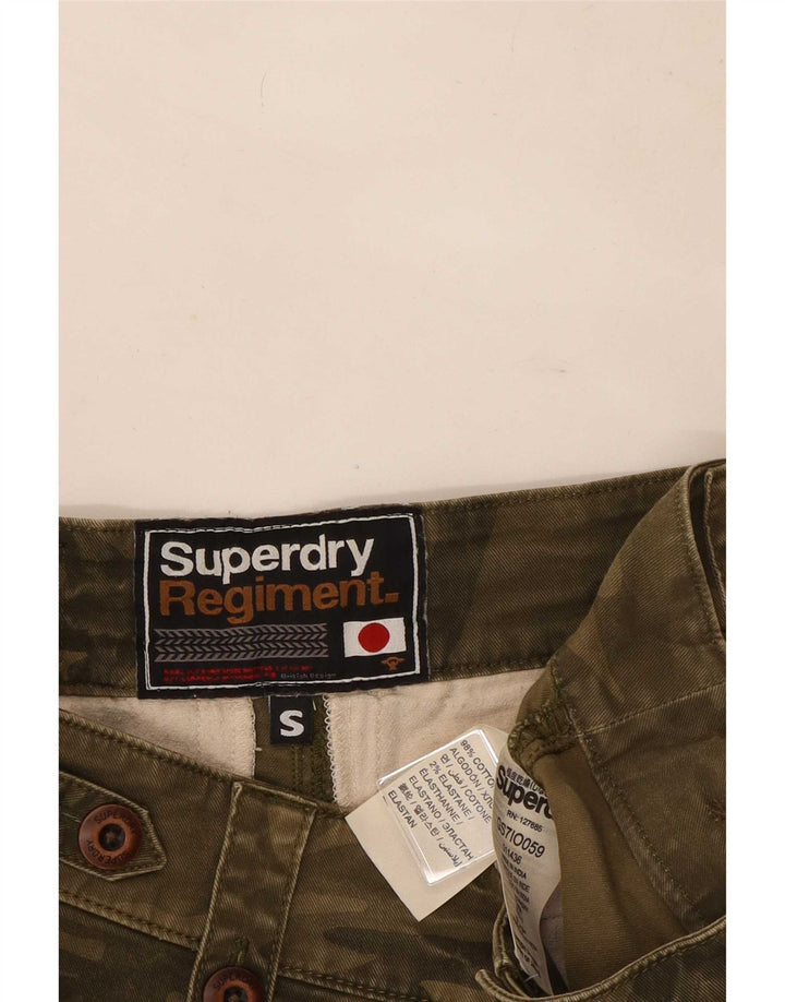 Damskie spodenki cargo Superdry, małe, W30, khaki, bawełna w kamuflażu