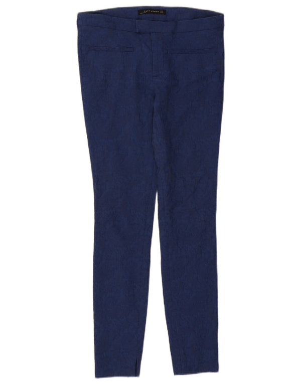 Spodnie damskie Zara Skinny Casual, małe, W26 L28, niebieskie paisley