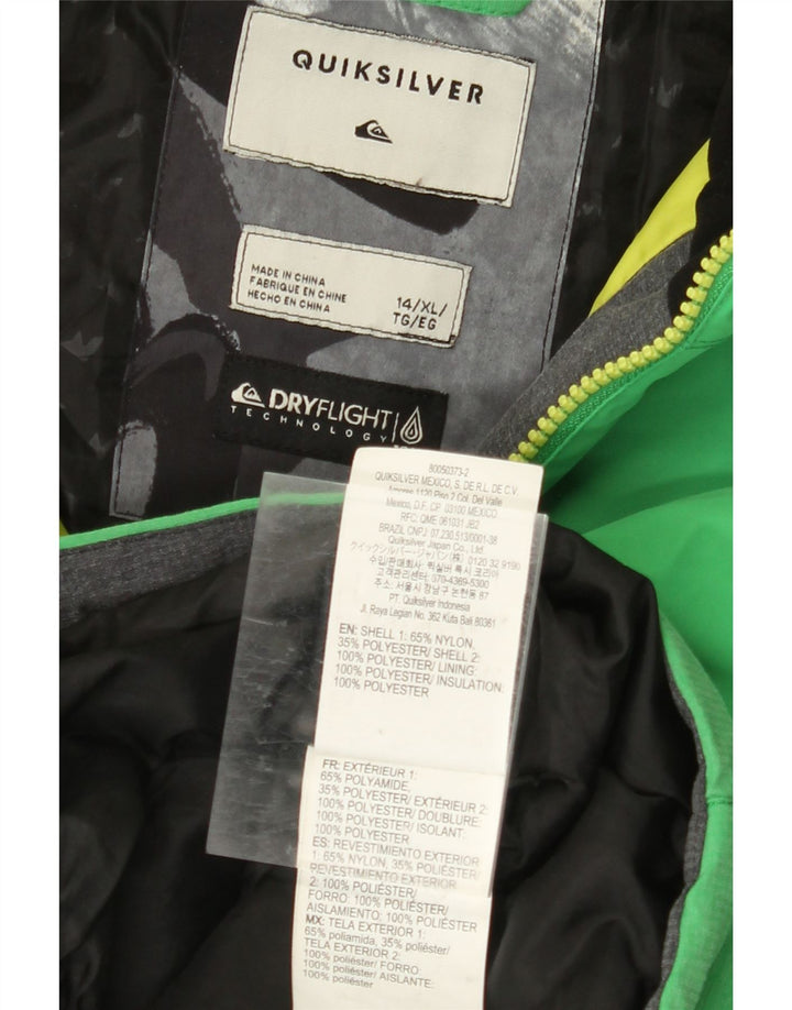 QUIKSILVER Chłopięca kurtka wiatrówka z kapturem, 13-14 lat, XL, zielony nylon