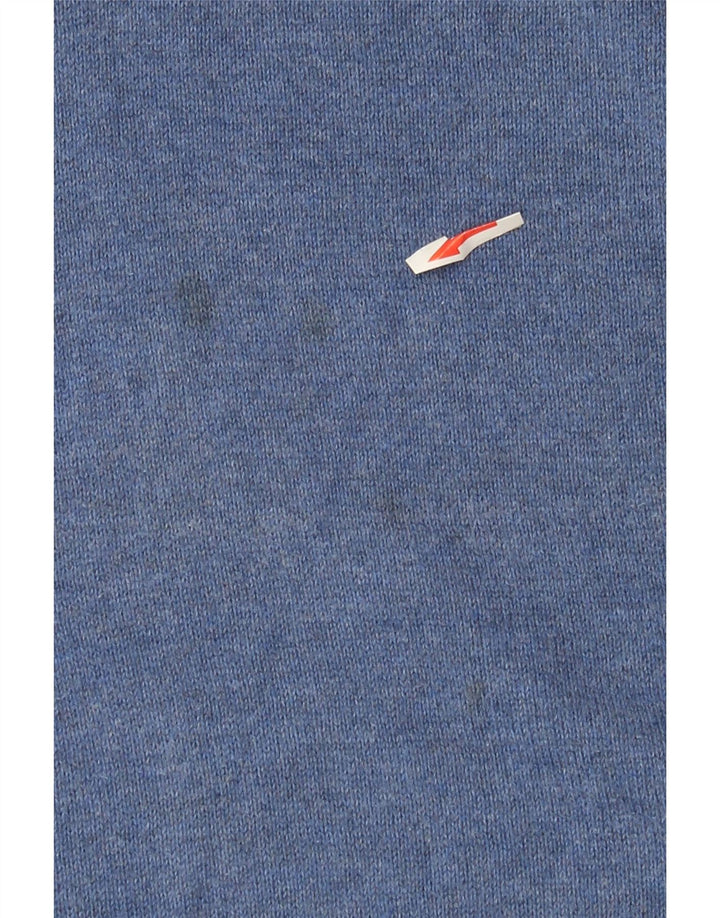 Marks & Spencer Męski sweter z dekoltem w kształcie litery V, średnioniebieski, bawełniany