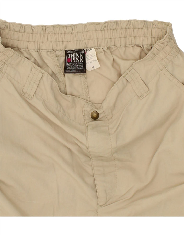 THINK PINK Womens Cargo Shorts IT 48 XL W36 Beige Nylon Vintage Think Pink and Second-Hand Think Pink from Messina Hembry 