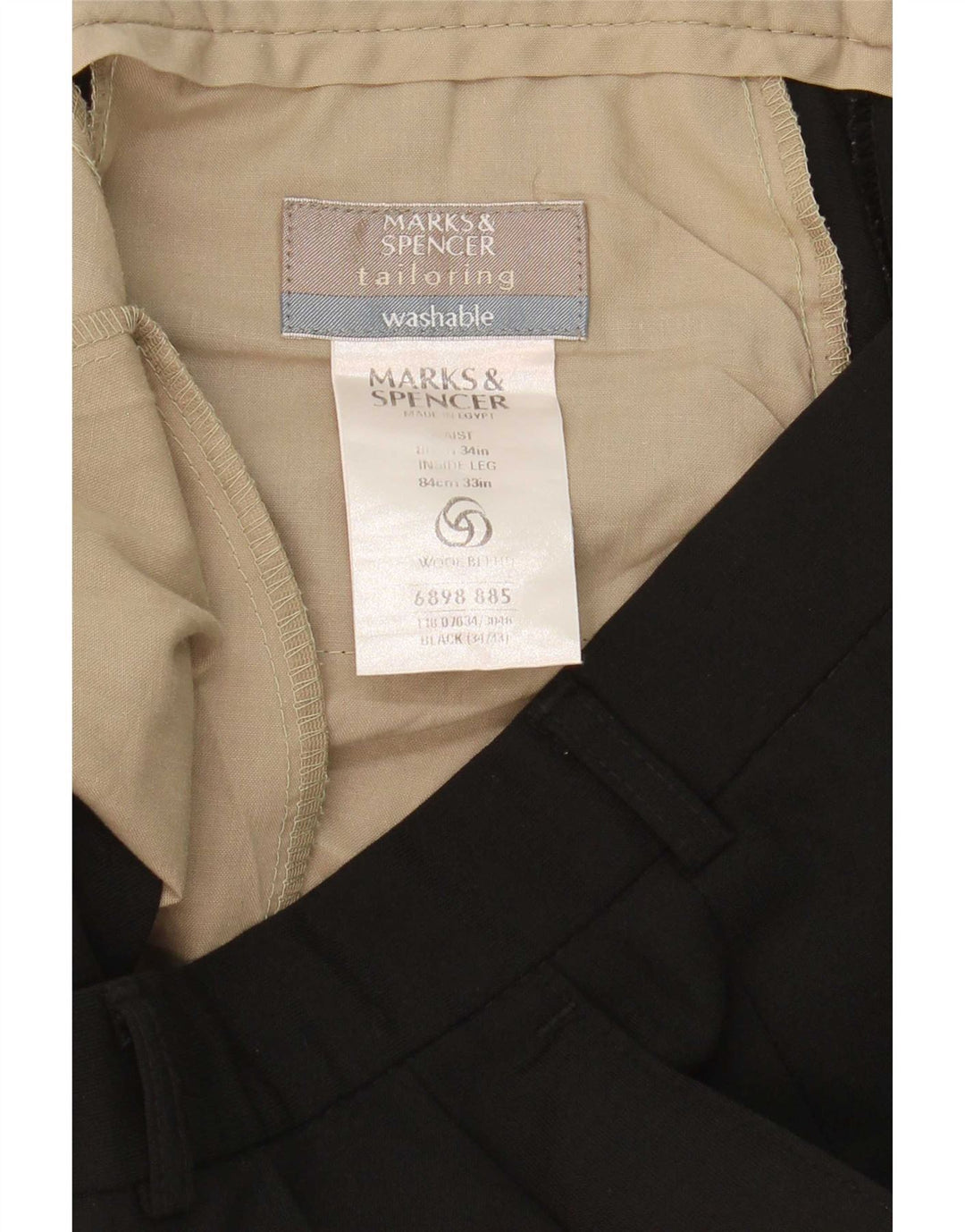 Marks & Spencer Męskie spodnie garniturowe W34 L33 Czarny poliester