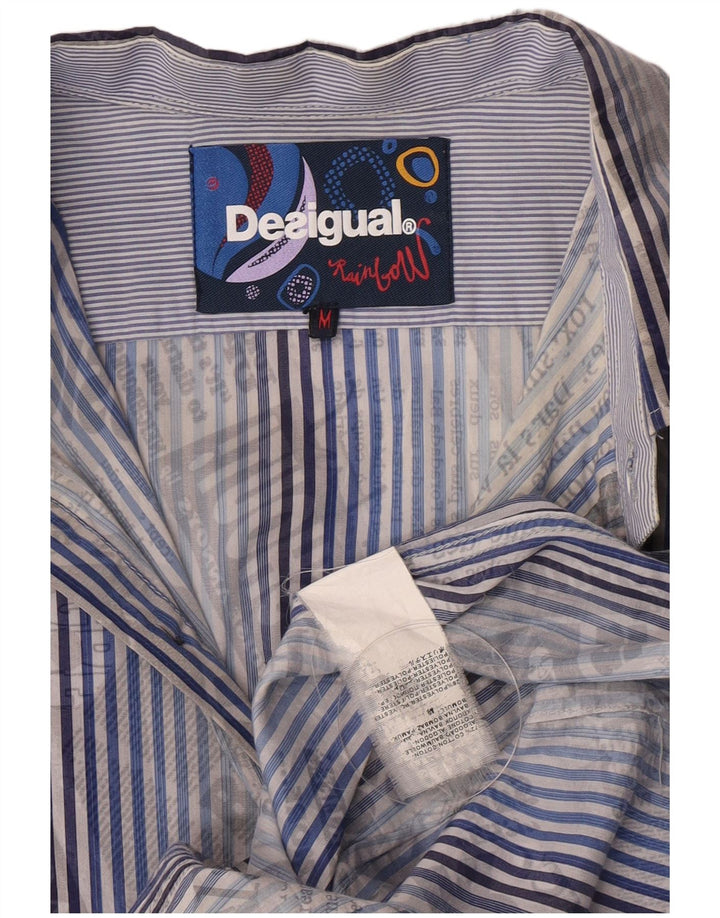 Męska koszula z grafiką Desigual, bawełniana w średnie niebieskie paski