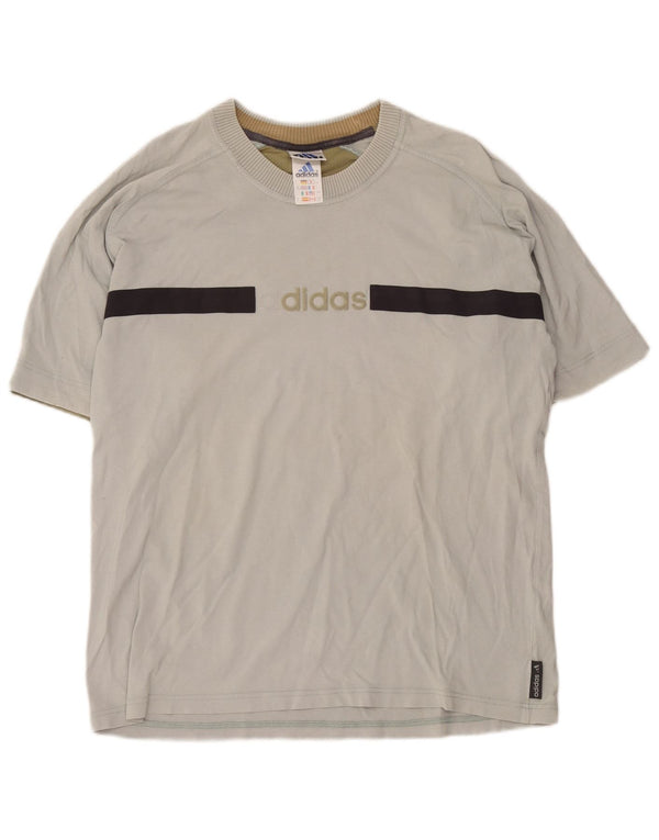 Męska koszulka graficzna Adidas Top UK 42/44 Duża zielona bawełna z blokami kolorów