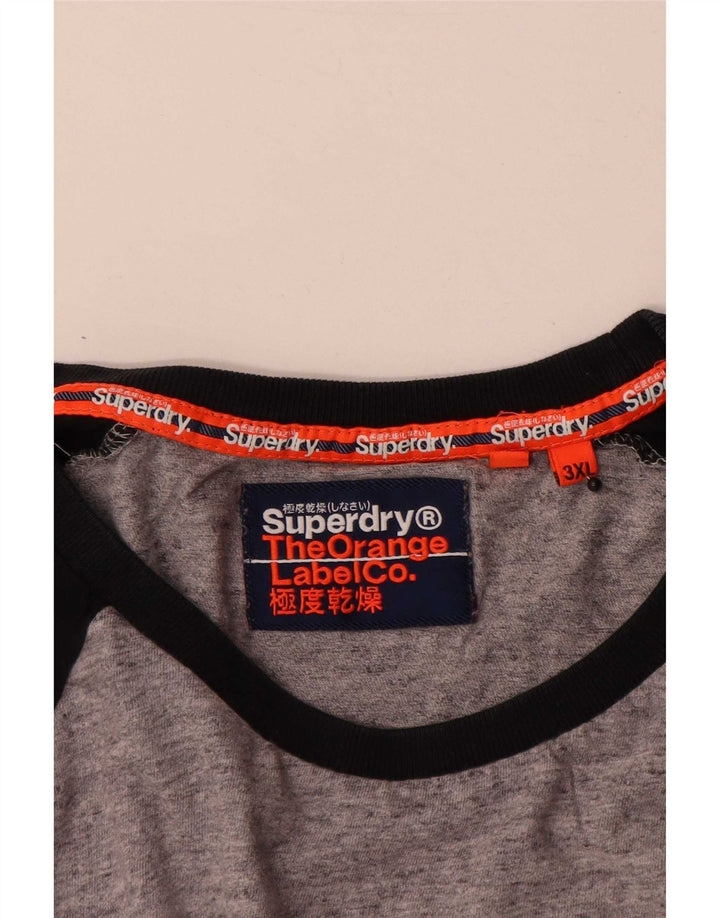 Męski top Superdry z długim rękawem 3XL, szara, bawełniana w bloki kolorów
