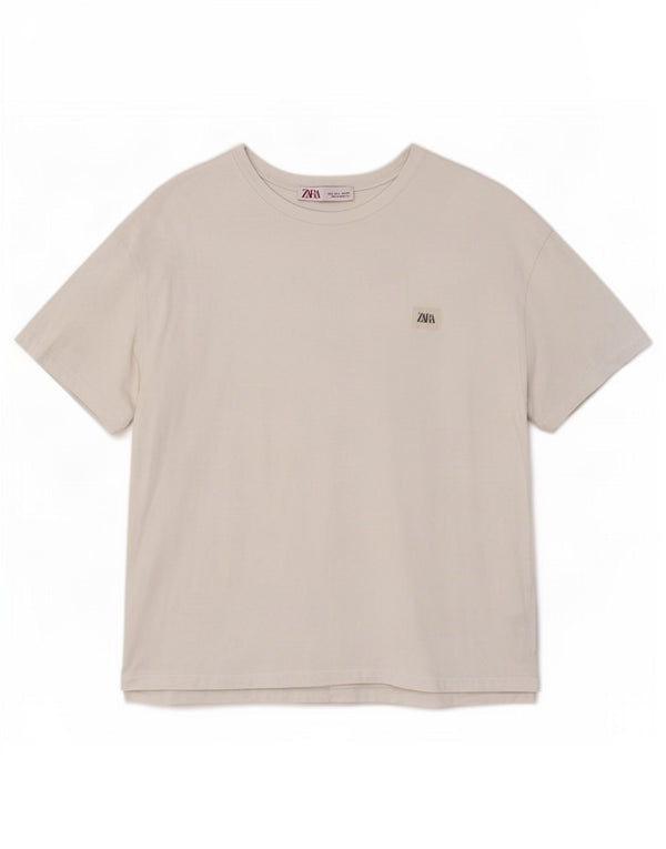 T-shirt damski Zara Top UK 16, duży, biały, bawełniany
