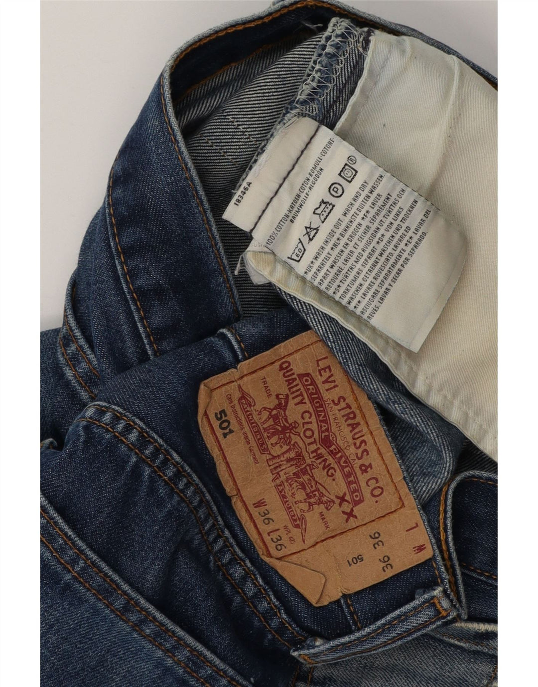 Damskie spodenki jeansowe LEVI'S 501 w trudnej sytuacji W36 XL, niebieska bawełna