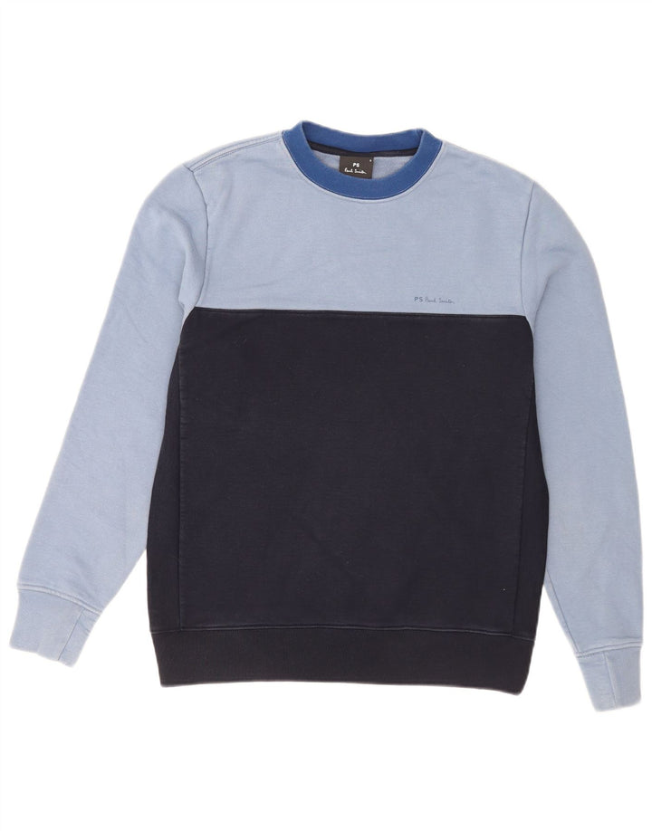 Męska bluza Paul Smith o regularnym kroju, mała, niebieska, bawełniana w bloki kolorów