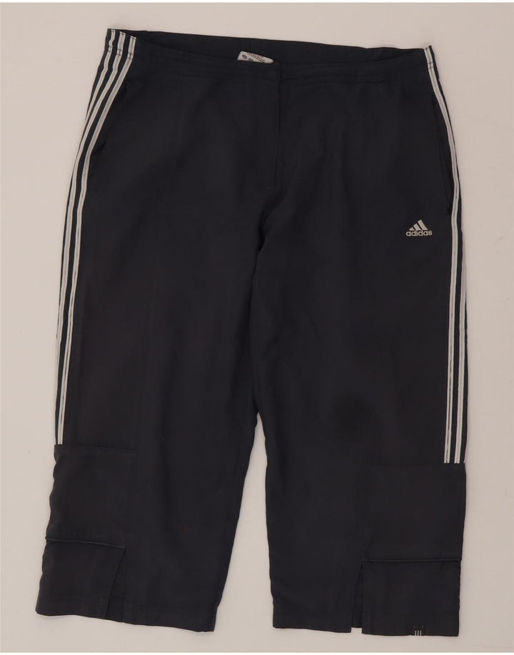 Damskie spodnie Adidas Straight Capri UK 16, duże granatowe, poliestrowe