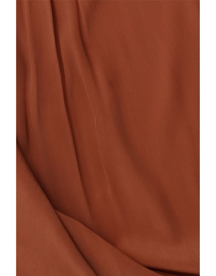 Damska bluzka koszulowa o luźnym kroju VINTAGE z długim rękawem IT 46, duża brązowa