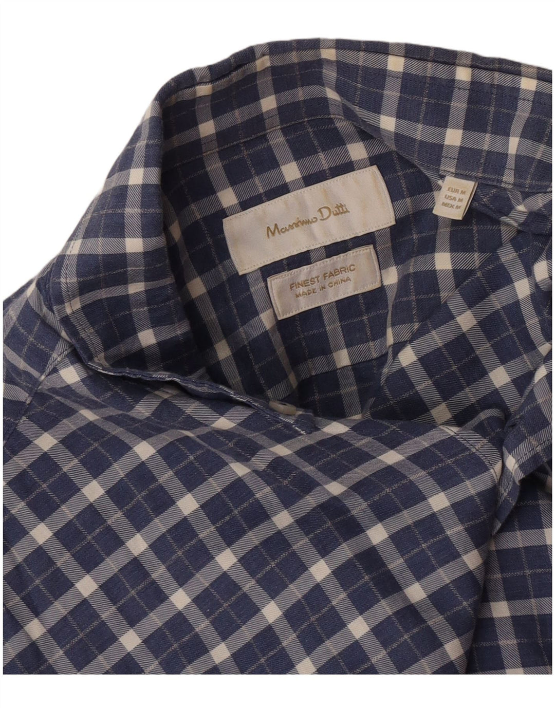 Męska koszula flanelowa Massimo Dutti w średnią granatową kratkę