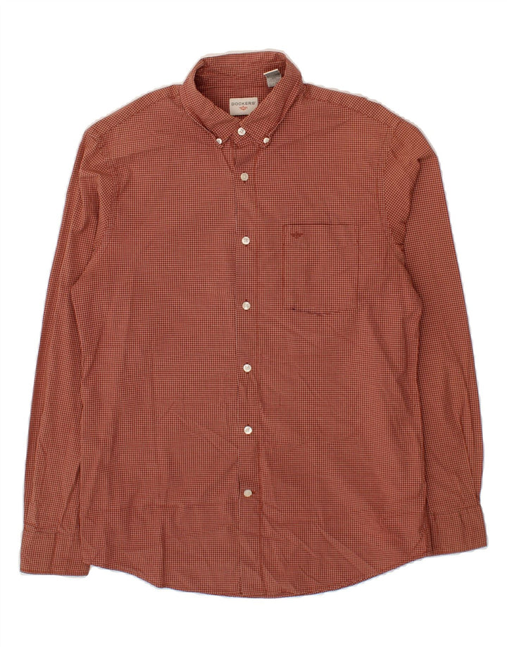 DOCKERS Mens Shirt Medium Brown Check Cotton Vintage Dockers and Second-Hand Dockers from Messina Hembry 
