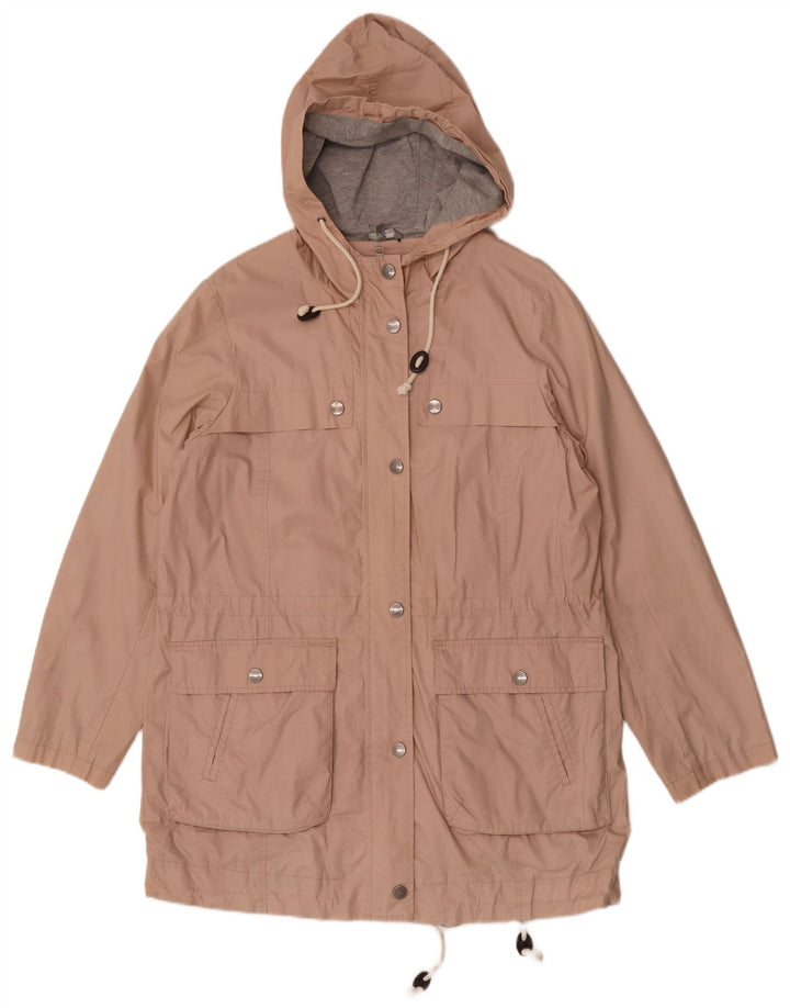 Marks & Spencer Damska kurtka parka z kapturem UK 14, duża, różowa, bawełniana