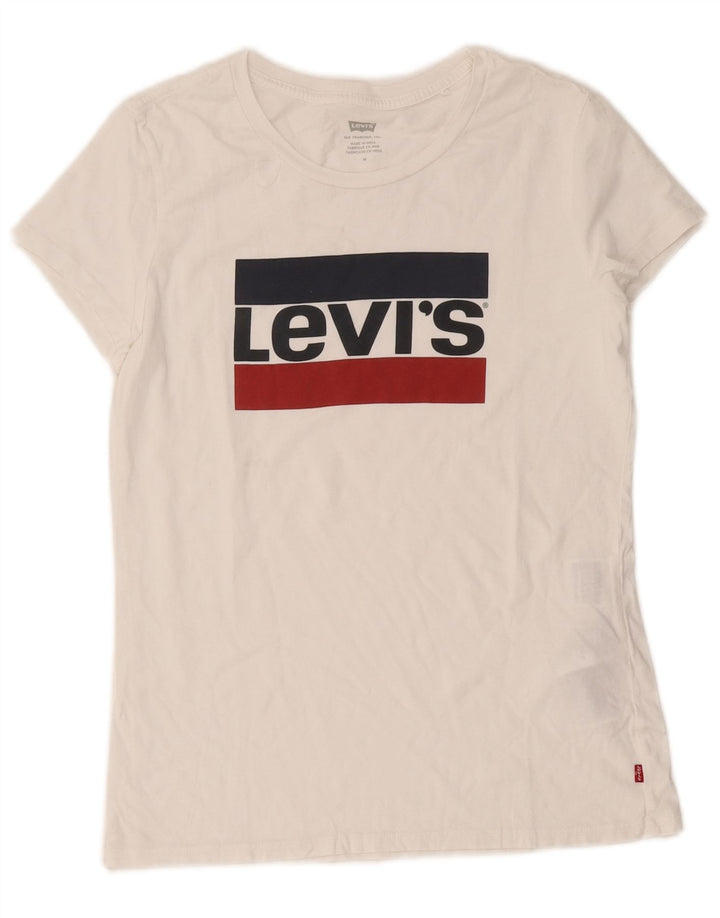 Damska koszulka z grafiką Levi's Top UK 12 Średnia biała bawełna