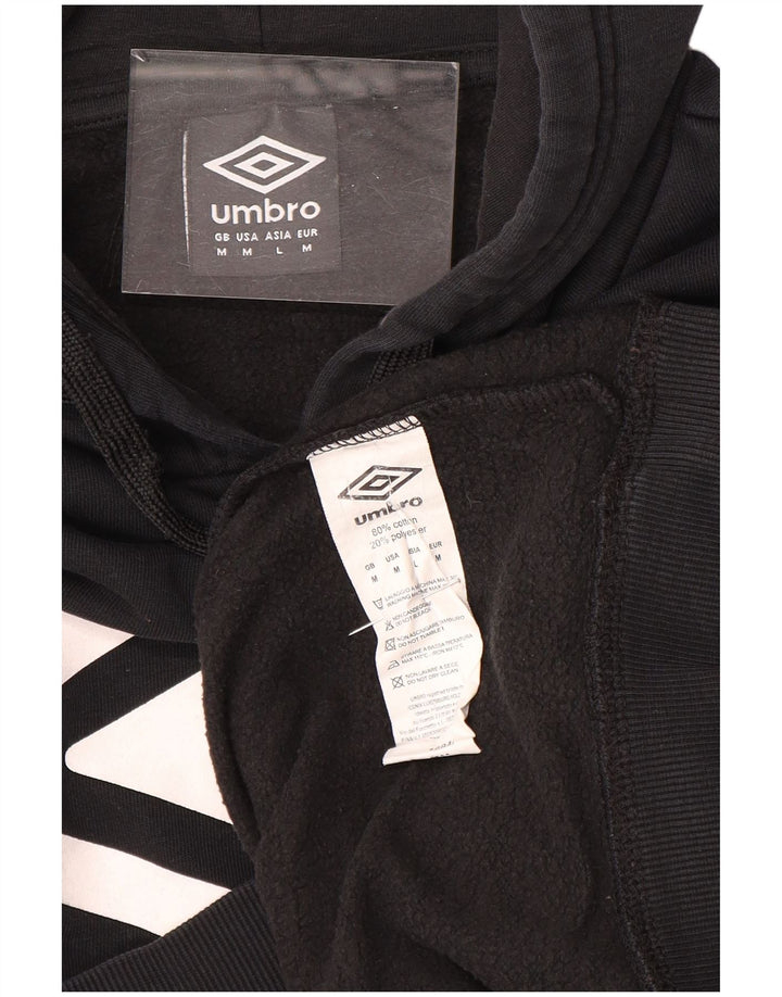 Męski sweter z kapturem UMBRO z grafiką, średniej wielkości, czarny, bawełniany