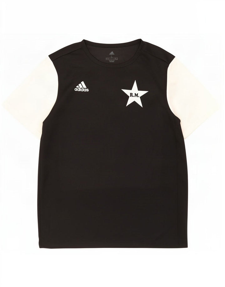 Męska koszulka Adidas Climalite z grafiką, duża, czarna, z blokami kolorów, poliestrowa