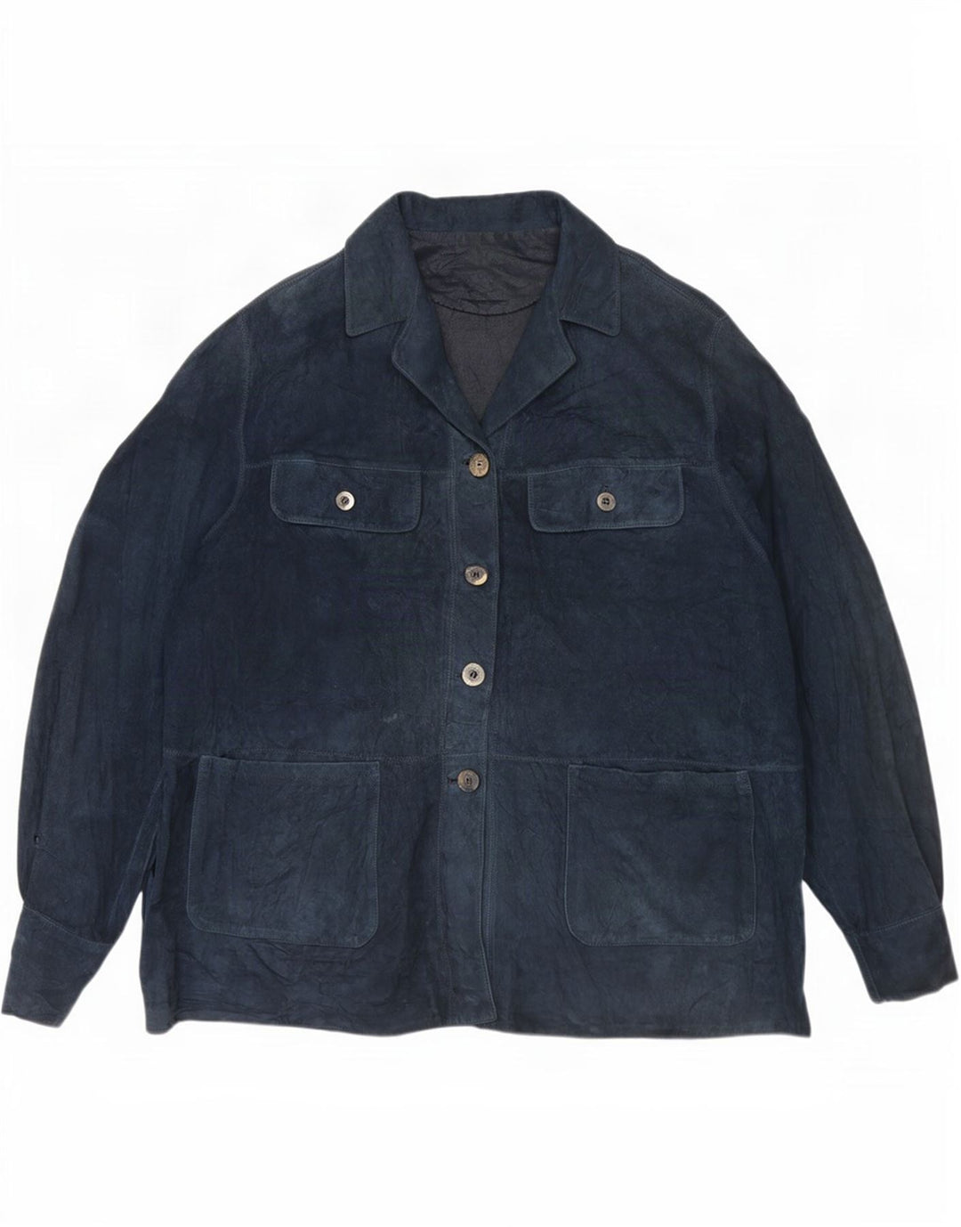 Vintage damska zamszowa kurtka UK 18 XL, granatowa, skórzana