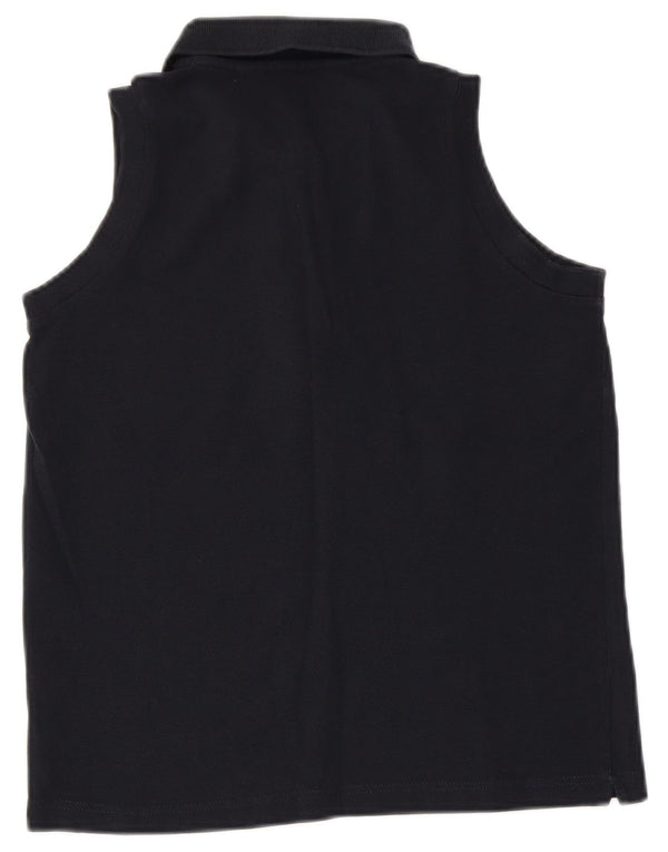 Kappa Womens Sleeveless Polo Shirt UK 12 Medium Navy Blue Cotton