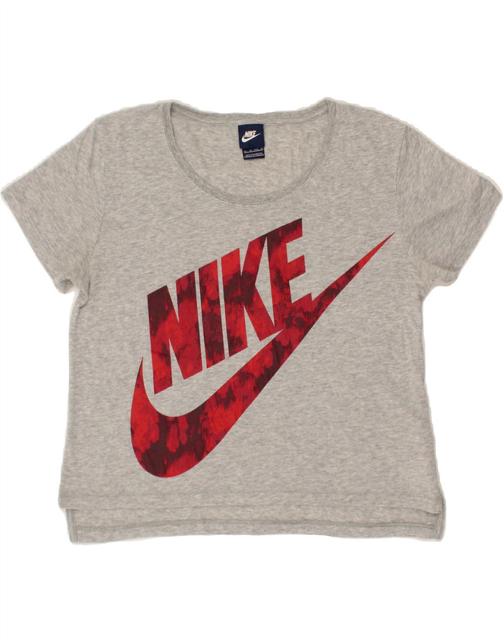 NIKE Womens Oversized Crop Graphic T-Shirt Top UK 6 XS Grey Polyester Vintage Nike and Second-Hand Nike from Messina Hembry 