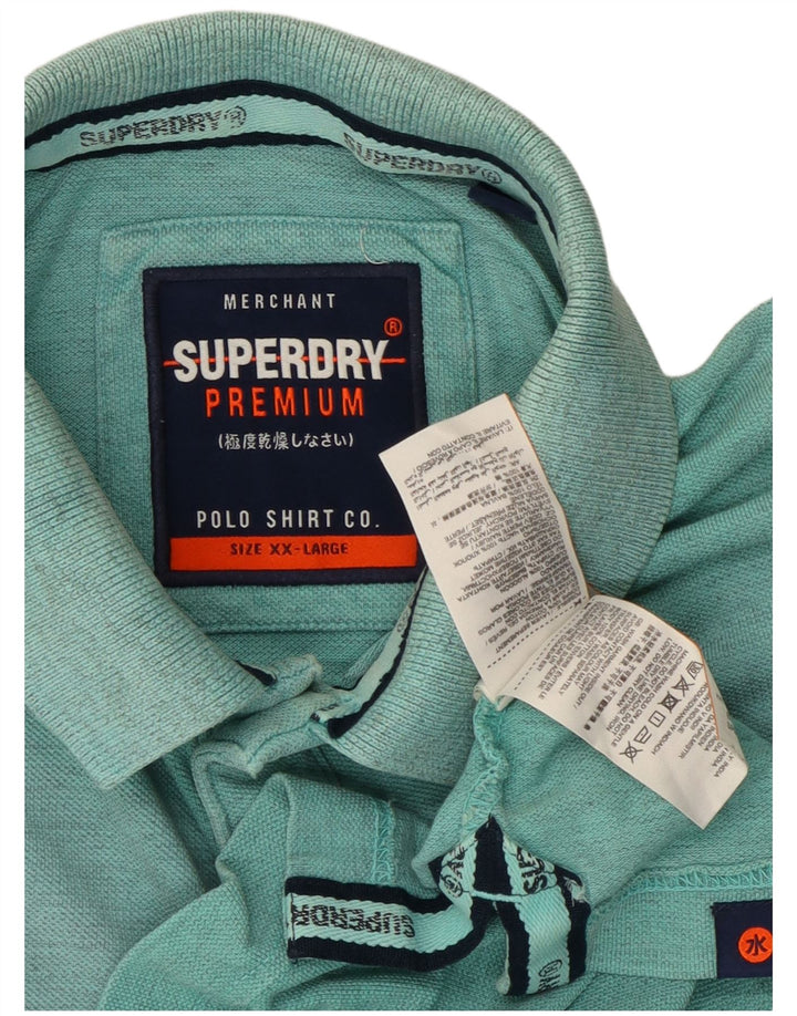 Męska koszulka polo Superdry 2XL, turkusowa bawełna