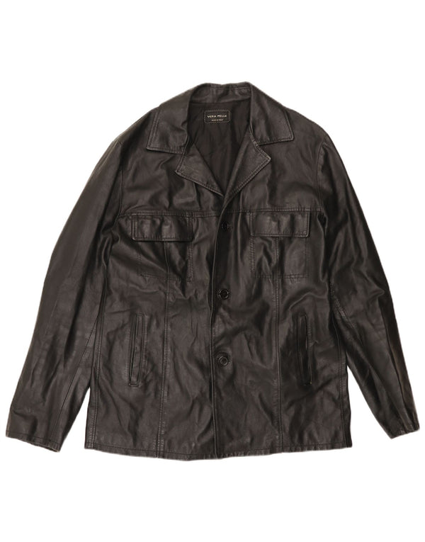 Męska kurtka skórzana VINTAGE UK 40 duża czarna skóra