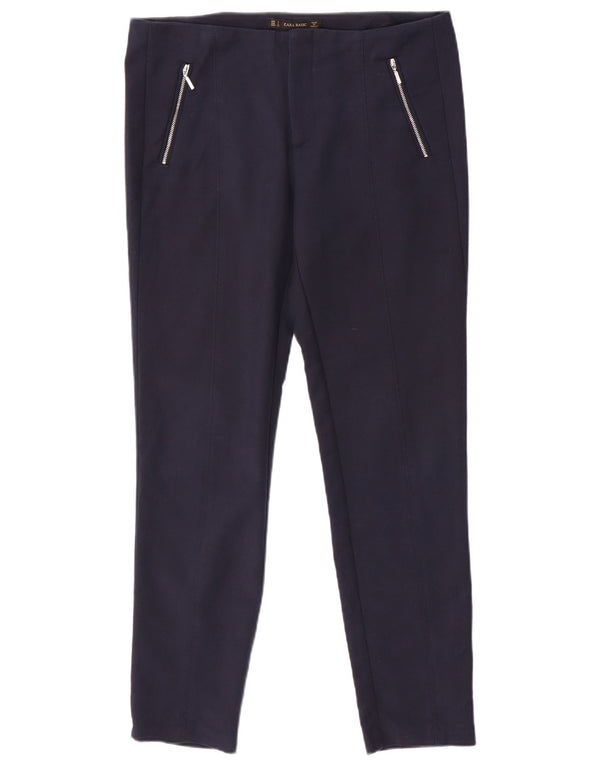 ZARA Womens Slim Casual Trousers Large W32 L29 Navy Blue