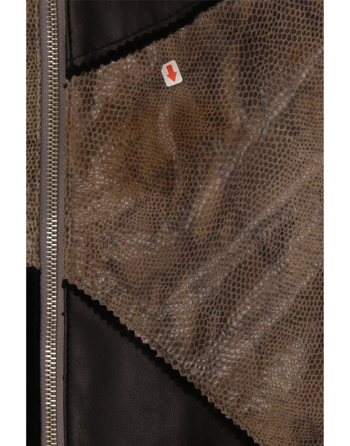 Damska kurtka skórzana Linea EU 46/48 2XL Czarna skóra z blokami kolorów