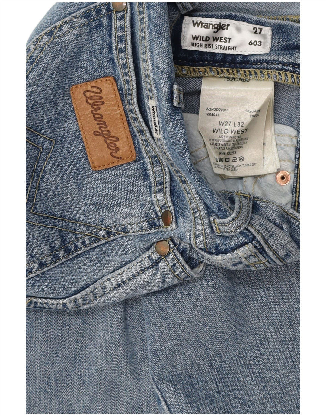 Damskie jeansy WRANGLER Wild West z wysokim stanem W27 L27 Niebieskie, bawełniane