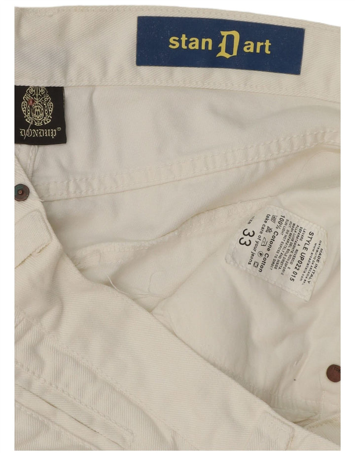 Dondup Męskie Stan Dart Straight Jeans W33 L32 Biała bawełna