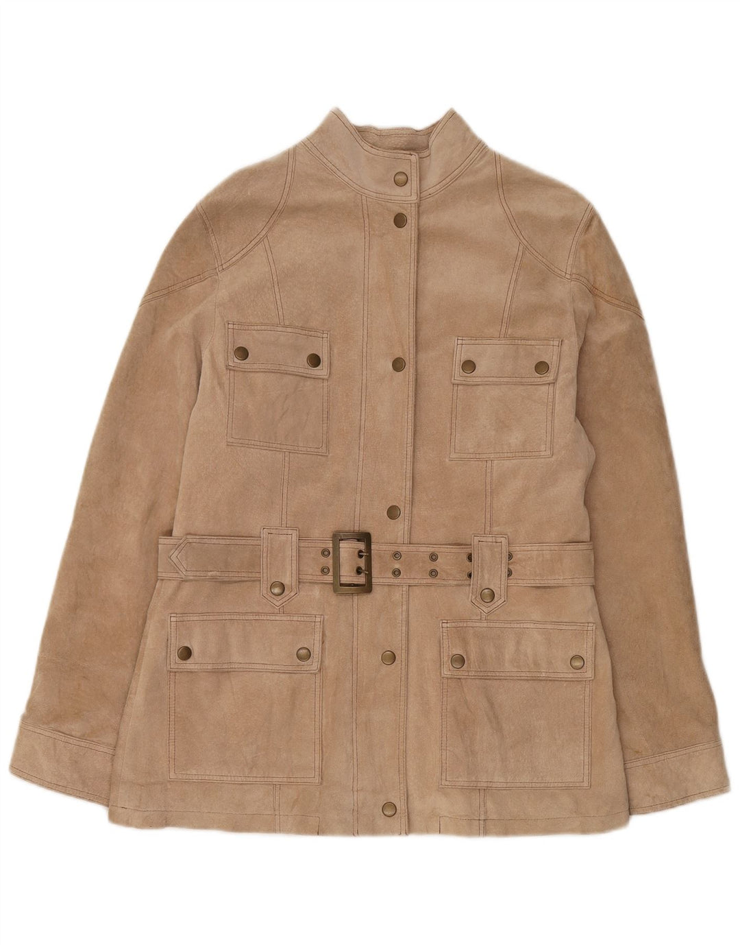 Zamszowa kurtka damska Gipsy UK 18 XL, beżowa skóra