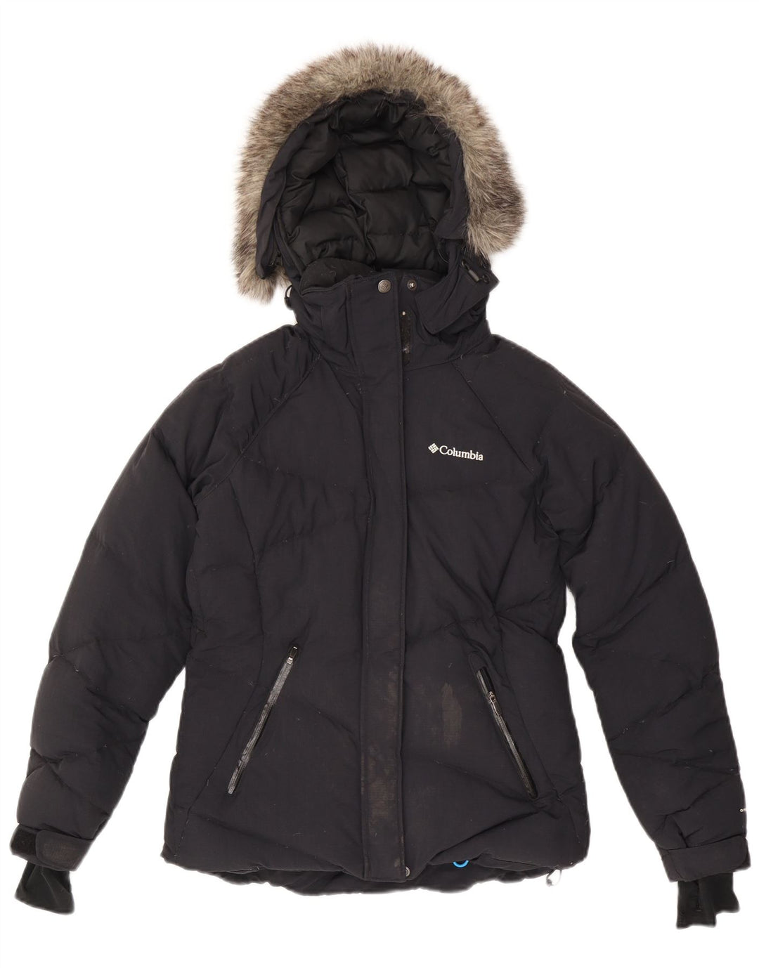 Damska ocieplana kurtka z kapturem Omni-Heat COLUMBIA UK 10, mała, granatowa, nylonowa