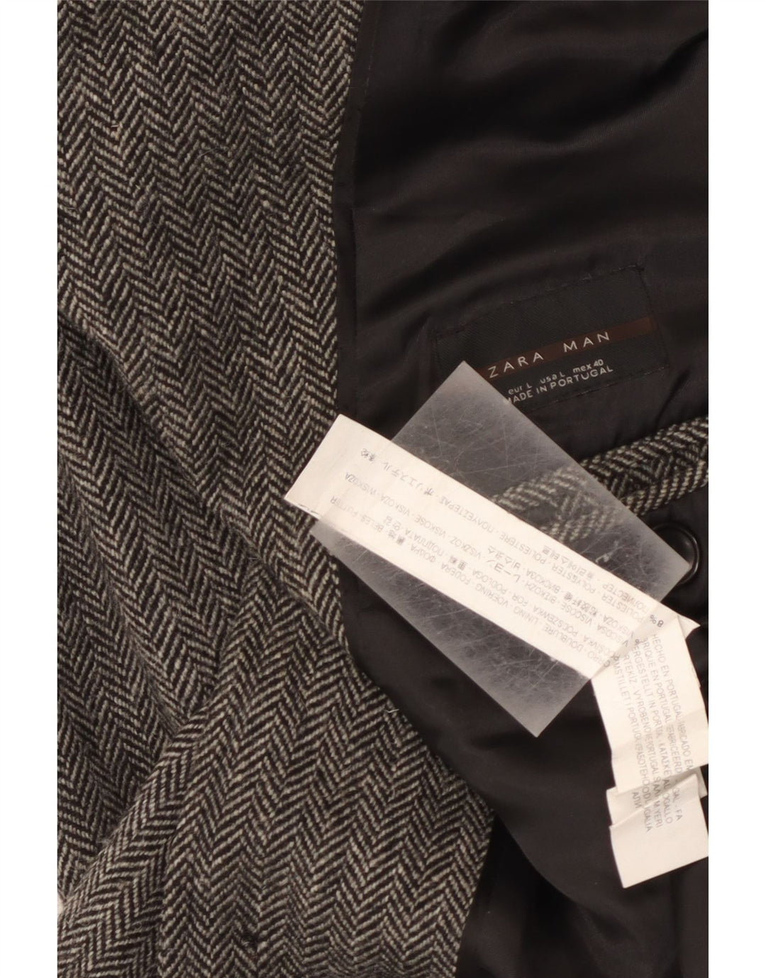 Płaszcz męski Zara Longline Classic Fit UK 40, duży, szary w jodełkę