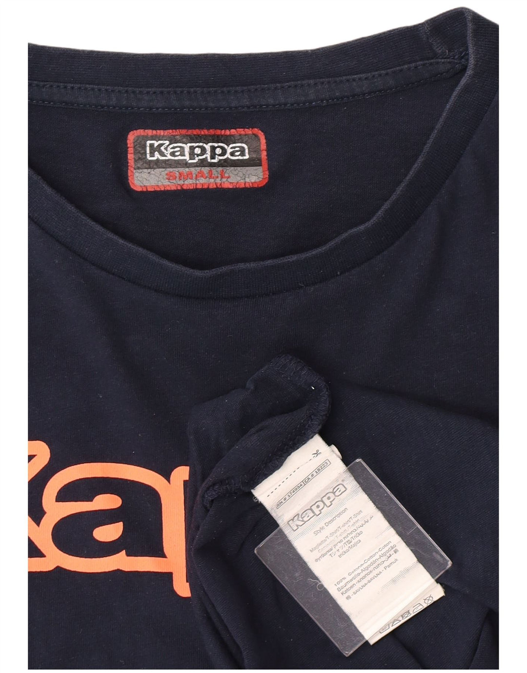 Męski T-shirt z grafiką Kappa, mały, granatowy, bawełniany