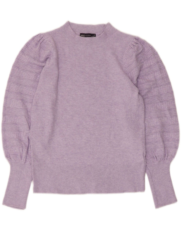 Marks & Spencer Damski sweter z okrągłym dekoltem UK 10 Small Fioletowa wiskoza