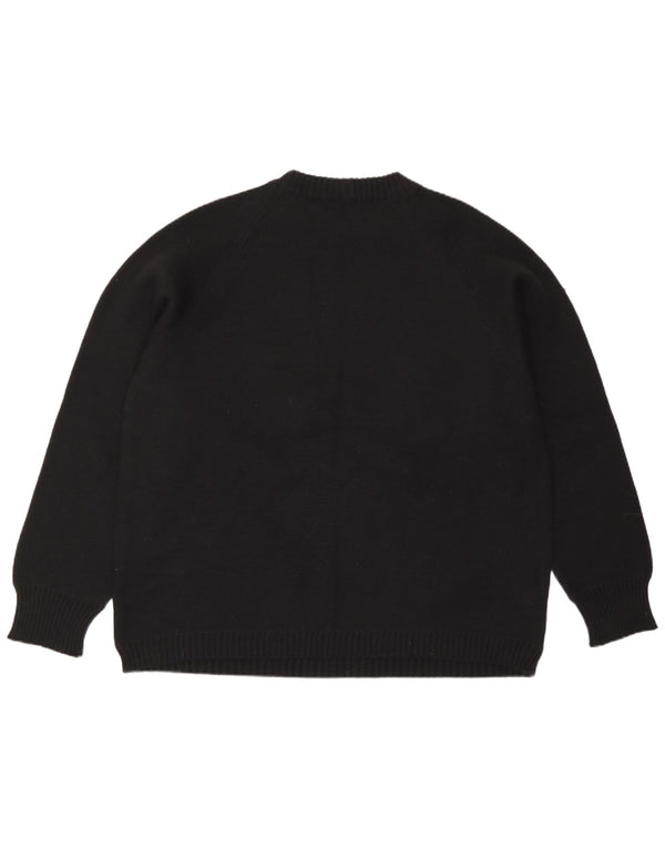 Sweter damski w stylu vintage z okrągłym dekoltem UK 14, duży czarny geometryczny