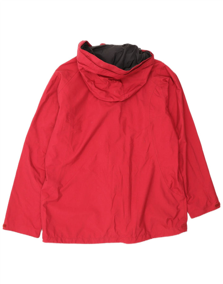 Damska kurtka przeciwdeszczowa z kapturem Jack Wolfskin UK 14/16, duża, czerwona, poliamidowa