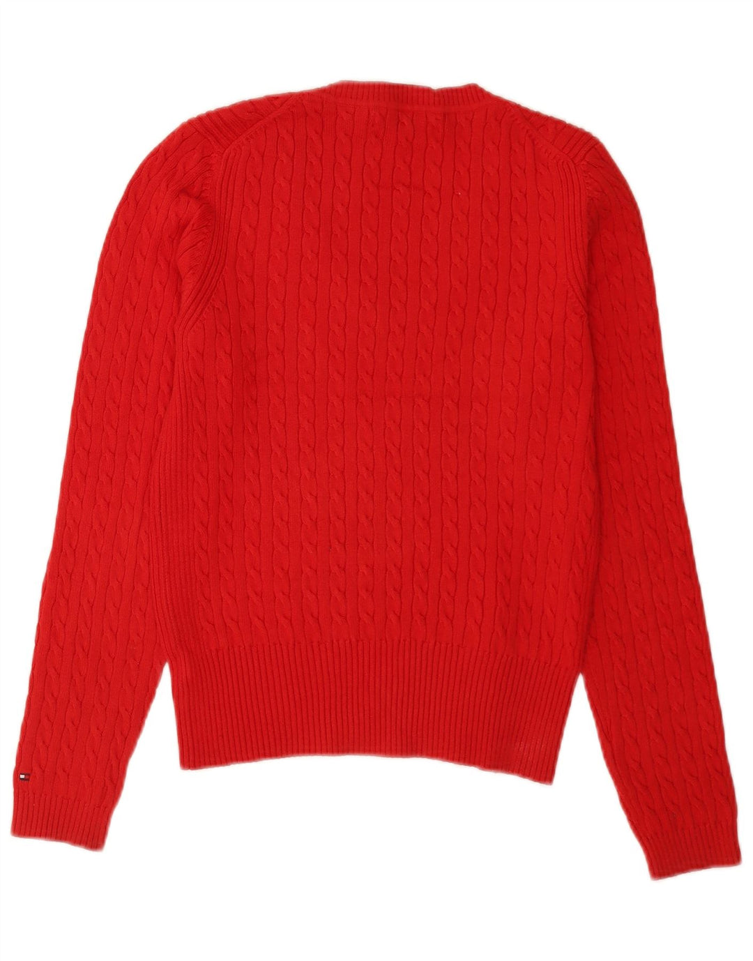 Damski sweter Tommy Hilfiger o regularnym kroju z dekoltem w kształcie litery V, UK 12, średni czerwony